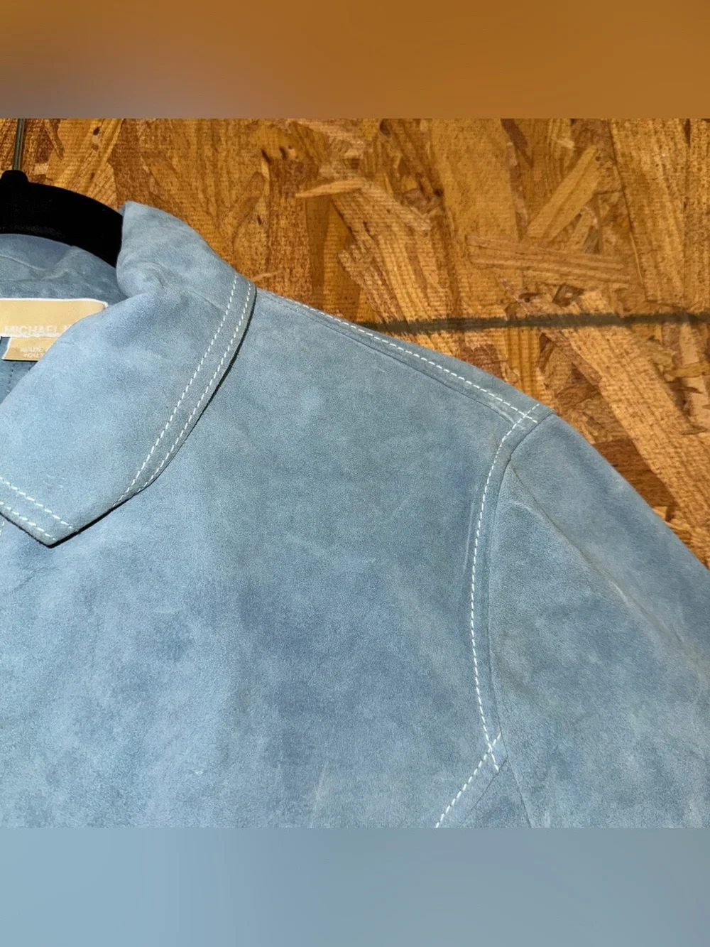 Michael Kors Blue Suede Leather Moto Jacket Italy Made Biker Chic Streetwear 8